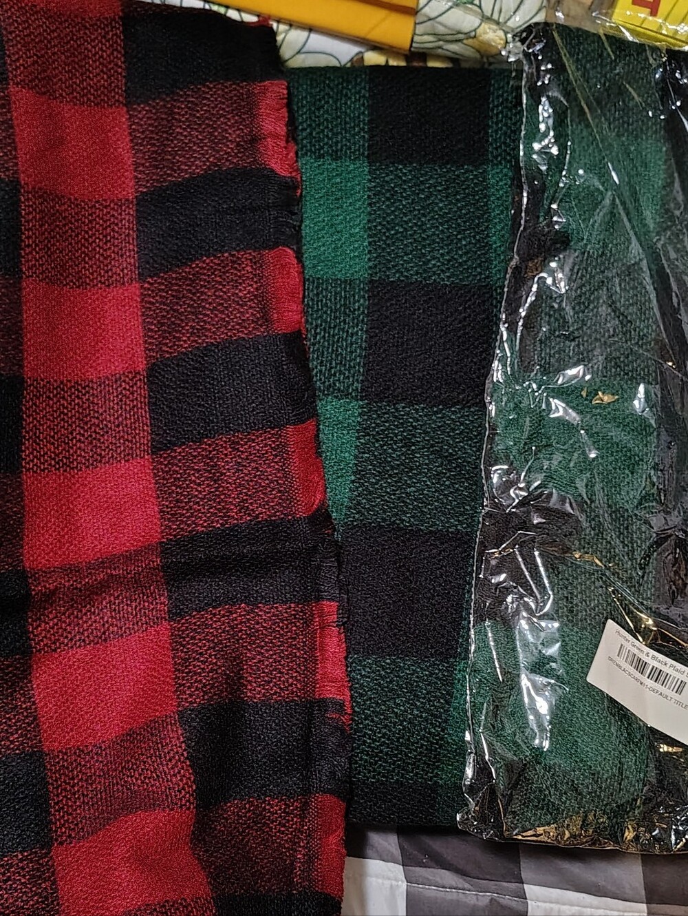 Set of Three New Plaid Scarves